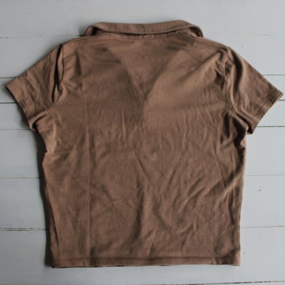 Cropped Light Brown Short Sleeve Polo - Picture 6 of 6